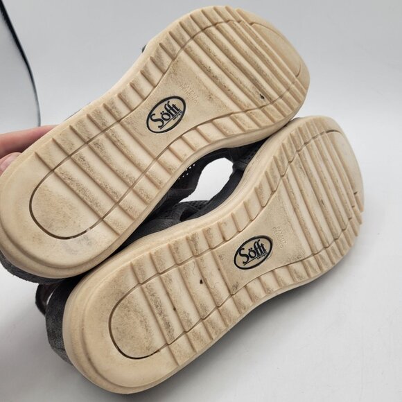 Sofft Shandi Sandals Gray Suede Open Toe Strappy Comfort Wedge Side Zip Womens 8 - Picture 10 of 11